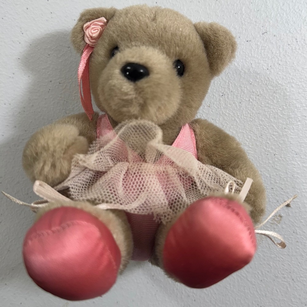 VTG Applause Ballet Bear Plush Pink Tutu Ballerina Rose Bow stuff animal 52138